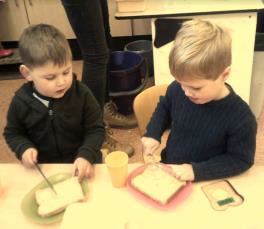 children making toast