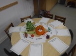 table laid to make pumpkin soup eyfs