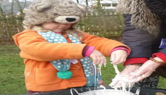 child playing with goo